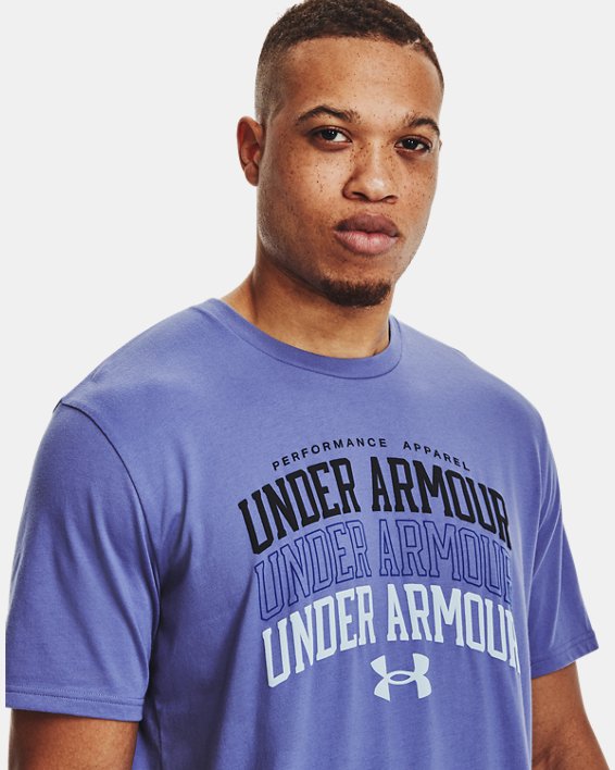 Men's UA Multi Color Collegiate Short Sleeve, Purple, pdpMainDesktop image number 3